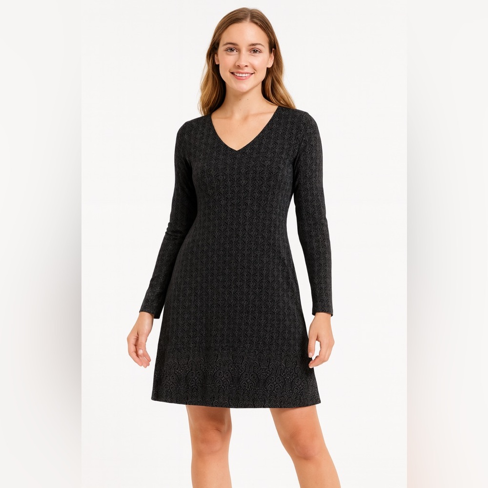 ATHLETA gray v-neck long sleeve stretchy dress size XXS